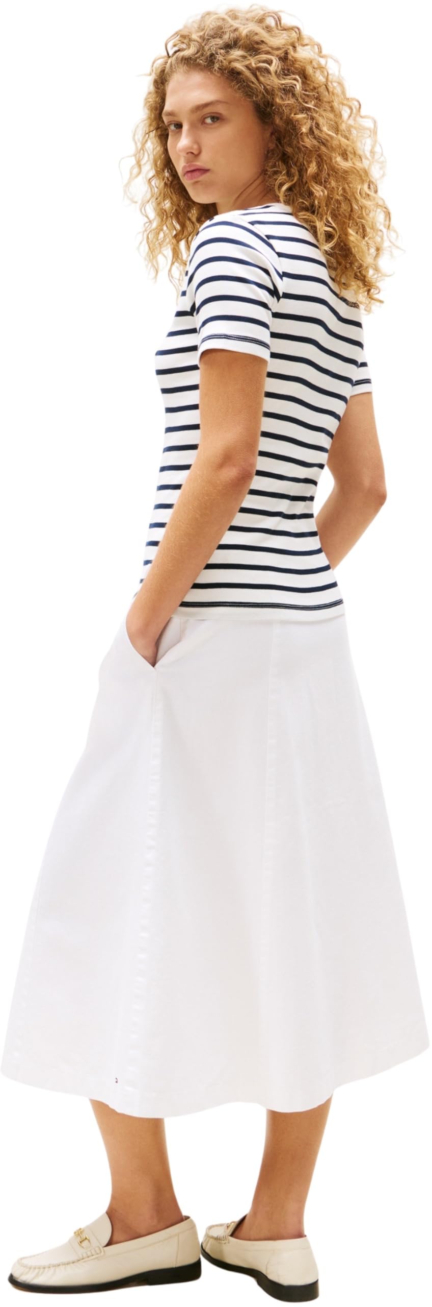 Tommy Hilfiger Damen T-Shirt Kurzarm Slim Cody Rundhalsausschnitt, Mehrfarbig (Breton/ECU/Dark Night Navy), XS – Ansicht 2
