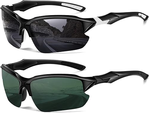 Gafas de sol polarizadas deportivas para hombres, ciclismo, correr, pesca, protección UV, gafas de sol ligeras de medio marco
