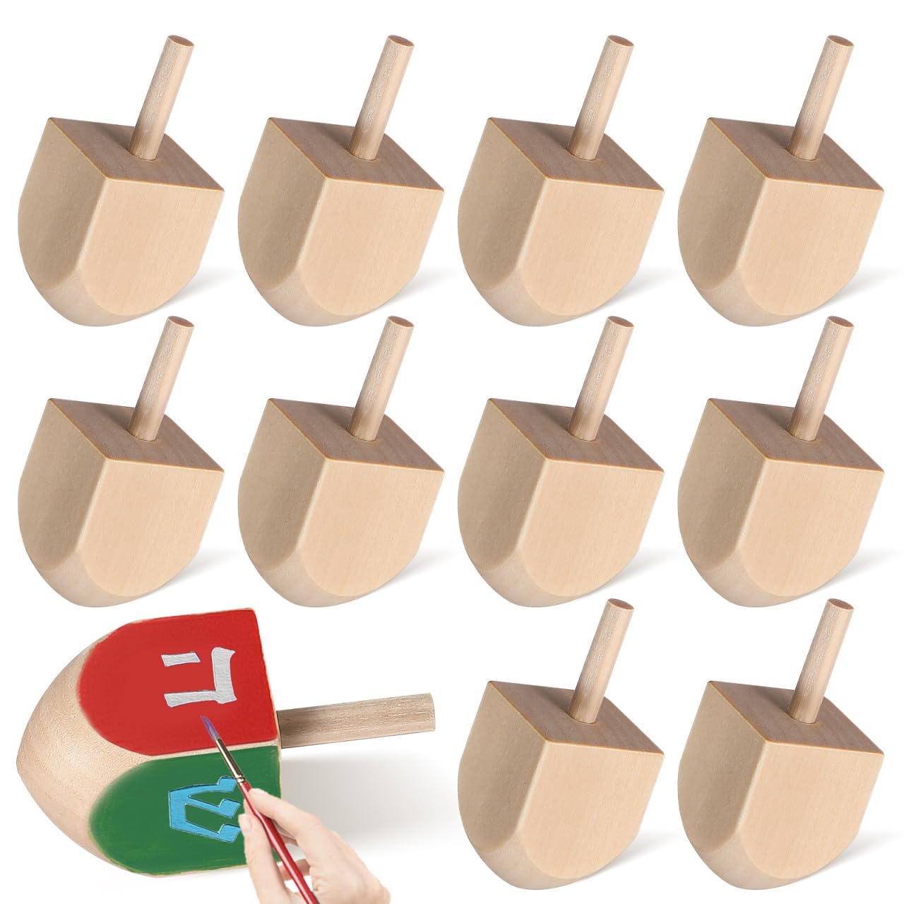 BESPORTBLE 20pcs Hanukkah Wooden Dreidels Blank DIY Craft Tops for Painting Decorating Natural Wood Spinning Tops Sturdy Wood Craft for Holiday Party Decorations and Traditional Celebration