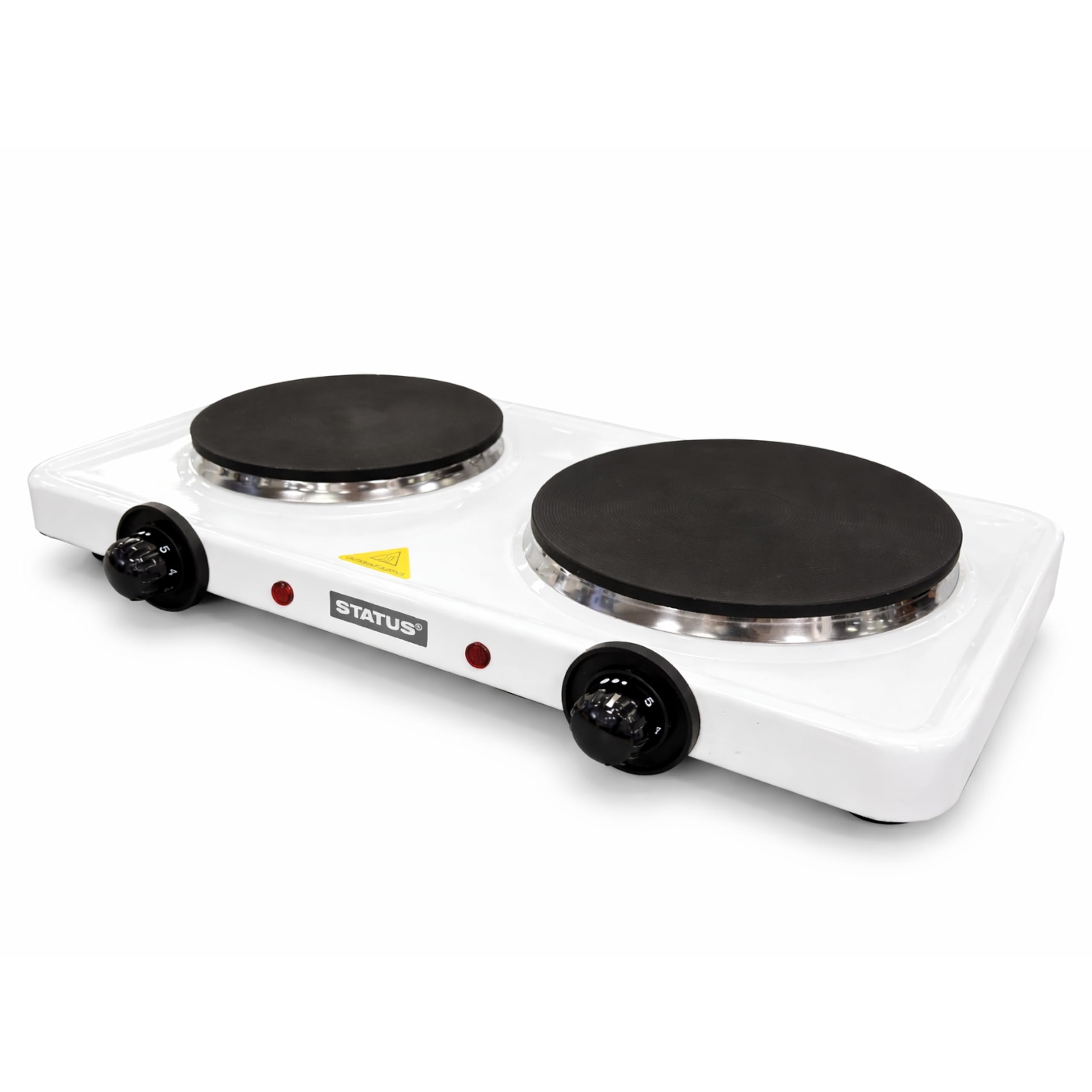 STATUS Colorado Double Hot Plate, 2500W White Electric Stove, Stainless Steel, COLORADO1PKB4