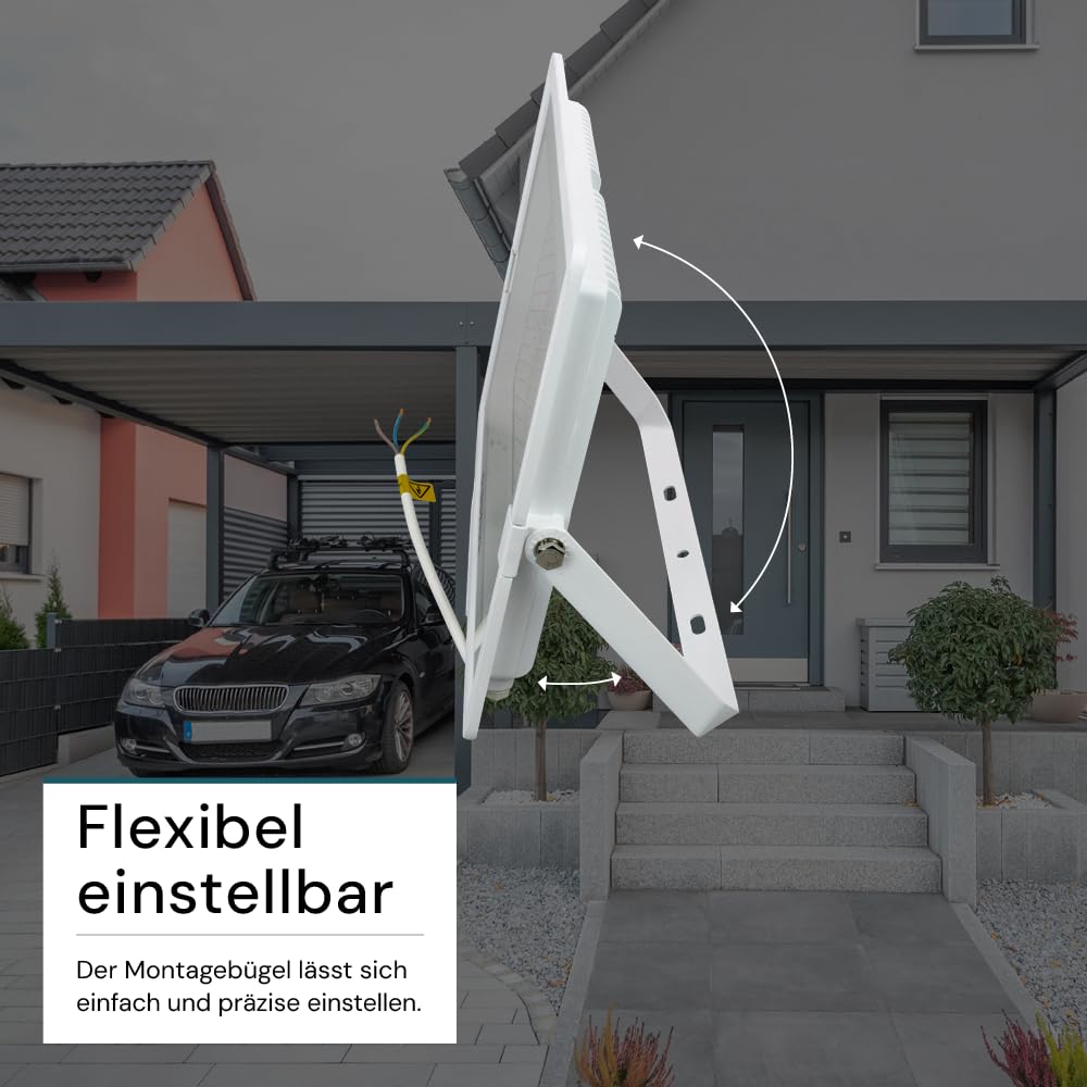 LUXULA LED Strahler Außen, 200W, 4000K Neutralweiß, 20000lm, IP65 wasserdicht, Außenstrahler Fluter, Aussenleuchte Scheinwerfer, LED Außenbeleuchtung für Garten, Einfahrt, Garage, Terrasse, Weiß