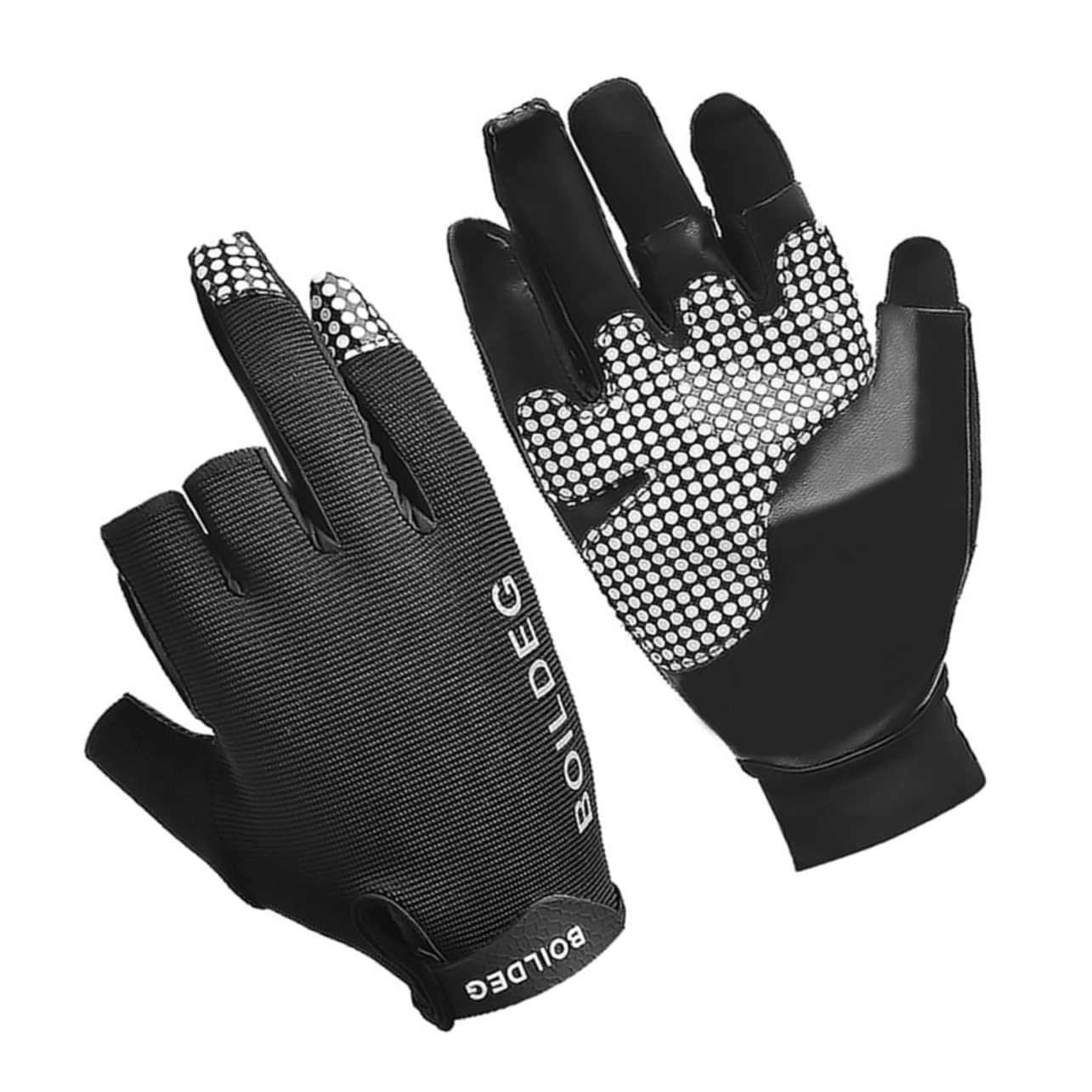 GOOHOCHY 1 Pair Professional Anti-Skid Fishing Gloves Reflective Outdoor Rowing Sailing Glove Black Size m