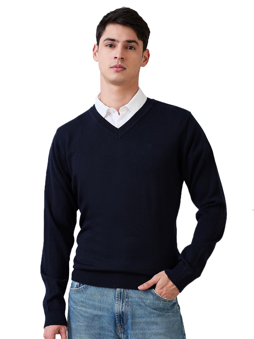 raymond Men Regular Fit Solid Pattern Merino Wool Acrylic Blend Regular Rib Collar Full Sleeve Casual Sweater-picture-35