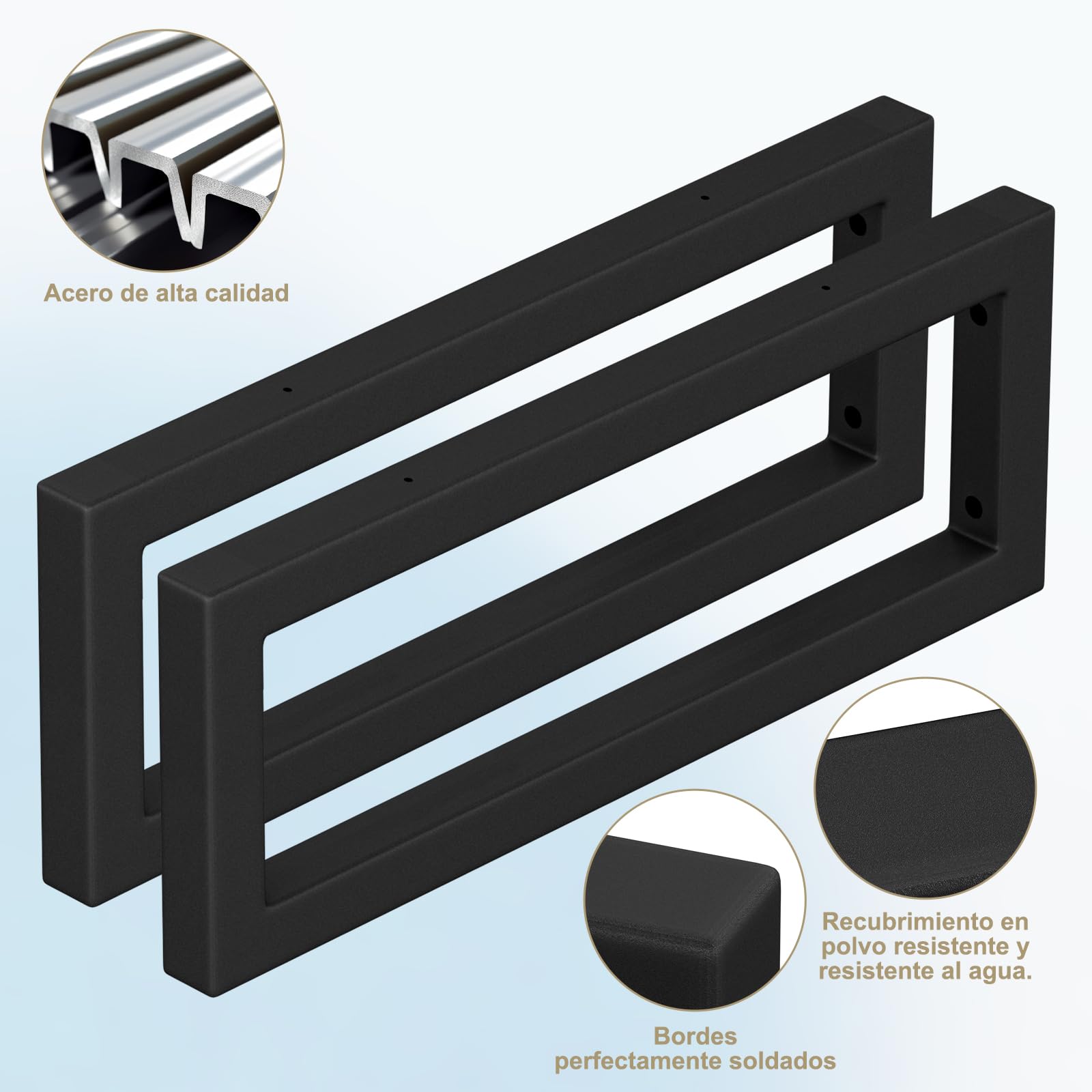 Soporte para lavabo, soporte para lavabo, soporte de pared de metal con estante, soporte de consola para lavabo, sujeción de pared versátil (Negro, 40cm / 4 piezas)