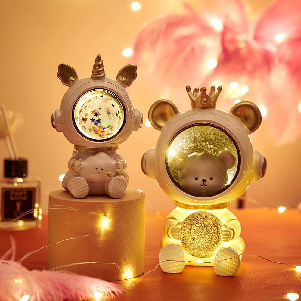 Estatua decorativa Resina Astronauta Figuras Luz de noche Decoración del hogar Accesorios Cosmonauta Estatua Escultura Habitación Decoración Decoración Niño Regalo Decoraciones para el hogar