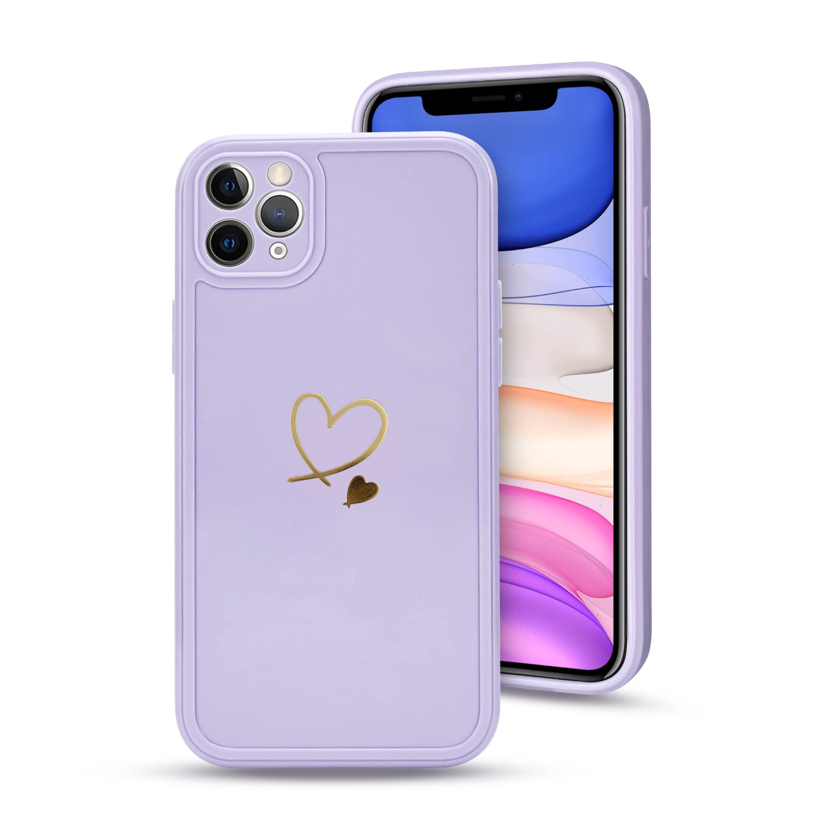Custodia per iPhone 13 Pro Max, Motivo Amore-Cuore Dorato per Donne
