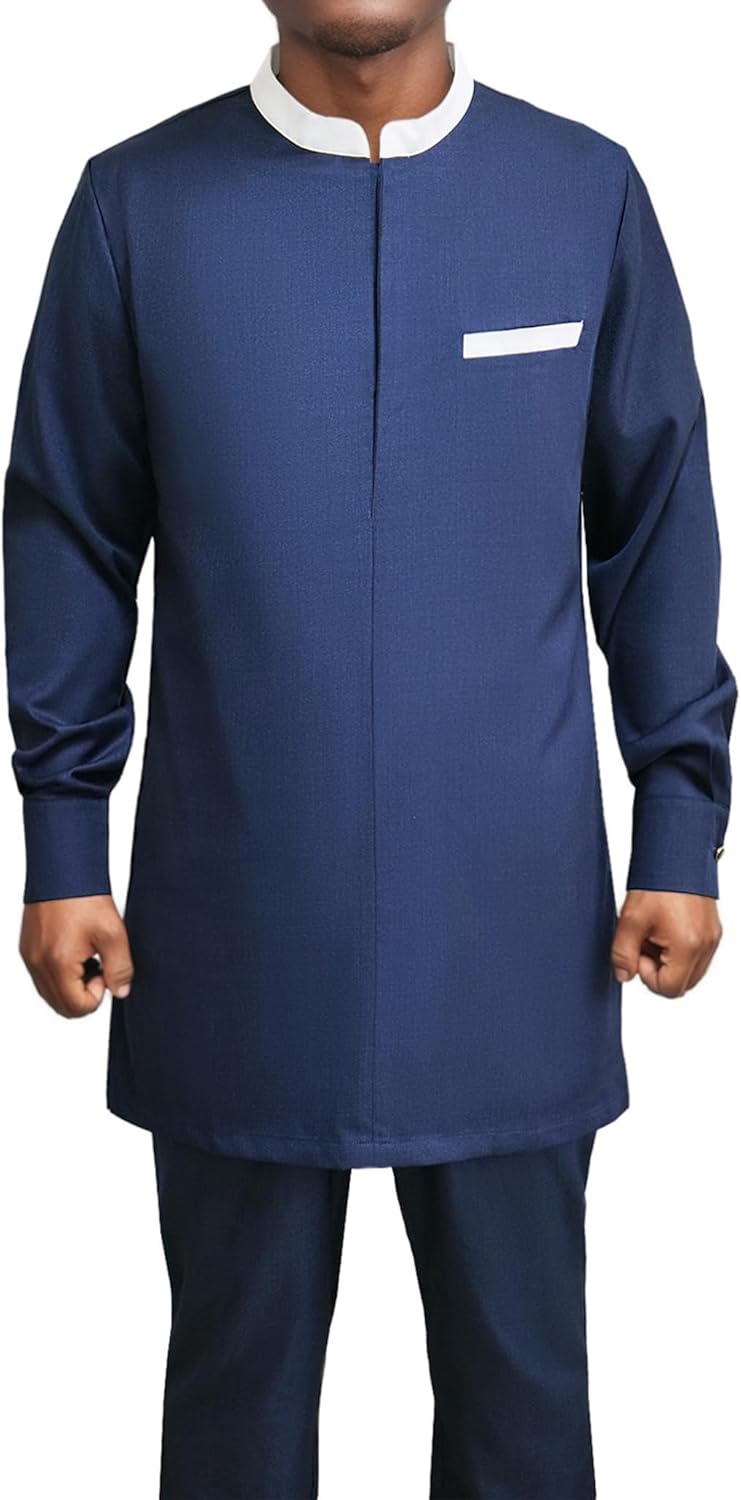 African Suit for Men 2 Piece Set Shirt Pants Dashiki Outfits Nigerian Wedding Attire - Image 3