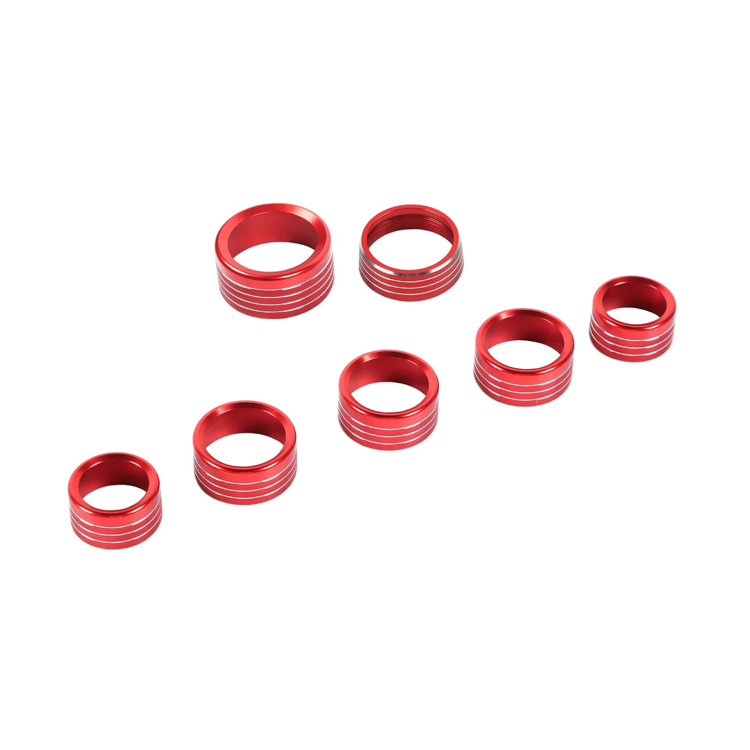 CheroCar Red Radio AC Knobs Air Conditioner Switch Button Center Console Headlight 4WD Gear Shift Switch Knob Cover Trim Aluminum Alloy Knob Ring Compatible with 2018-2025+ Dodge RAM