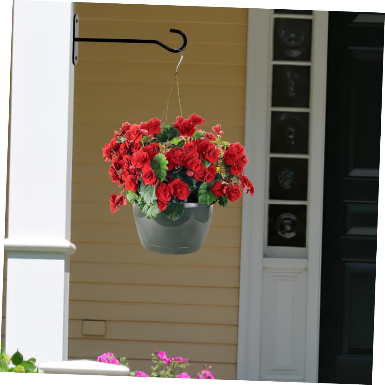 BESPORTBLE 2sets Wall-Mounted Plant Hooks for Hanging Baskets Durable Ceiling Hooks for Use Sturdy Flower Pot Hangers Easy to Install Black Design