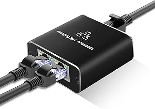 RJ45 Ethernet Splitter 1 to 2 Out, NEWCARE 1000Mbps Network Splitter with USB Power Cable, Gigabit LAN Internet Splitter Connector for Cat 5/5e/6/7/8, Support Two Devices Working Simultaneously