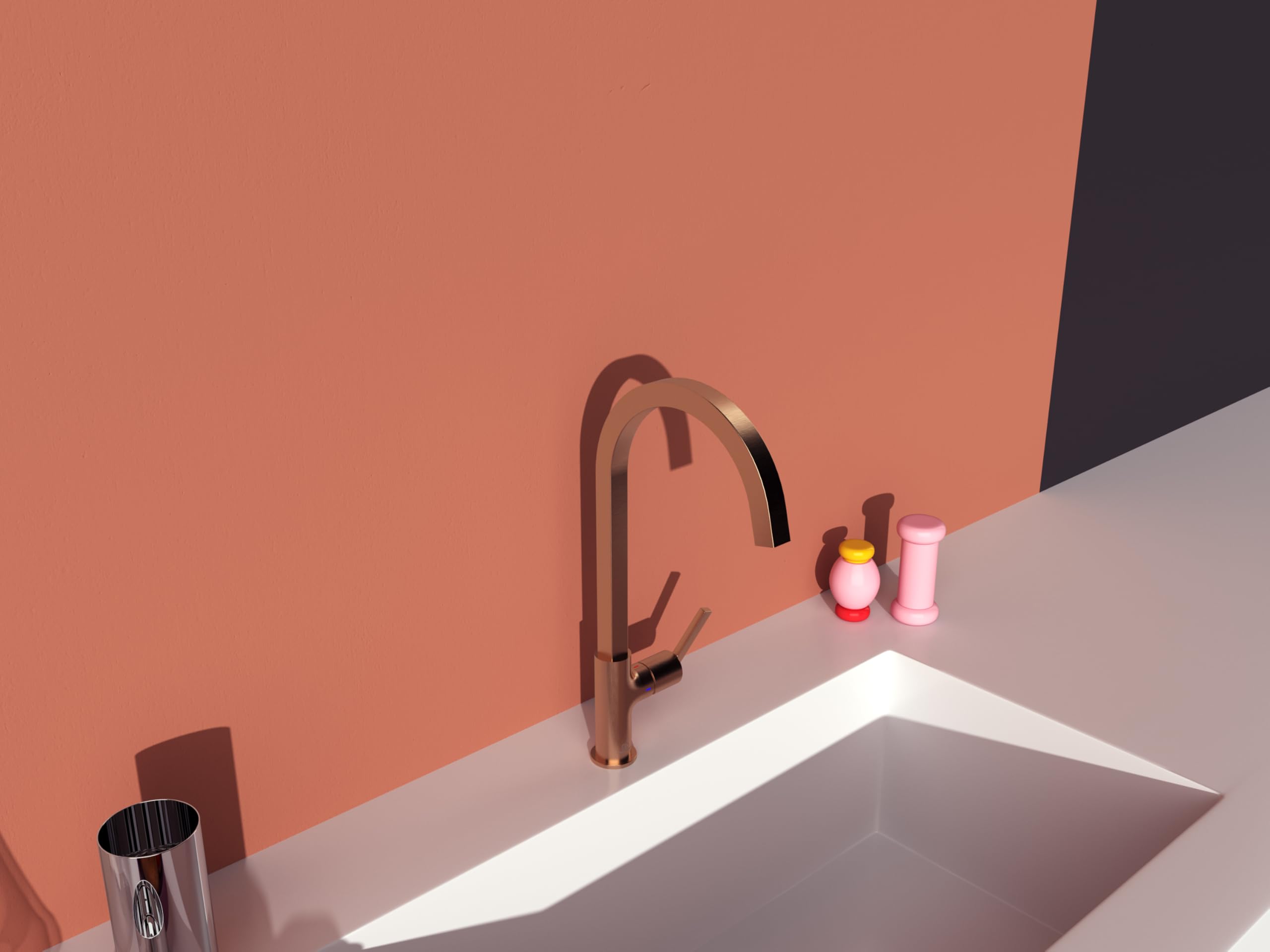 Ideal Standard – Gusto Monomando de cocina, Caño cuadrado en C, con cartucho FirmaFlow, caño giratorio 360°, fácil de instalar con fijación EasyFix+, Rosa Atardecer