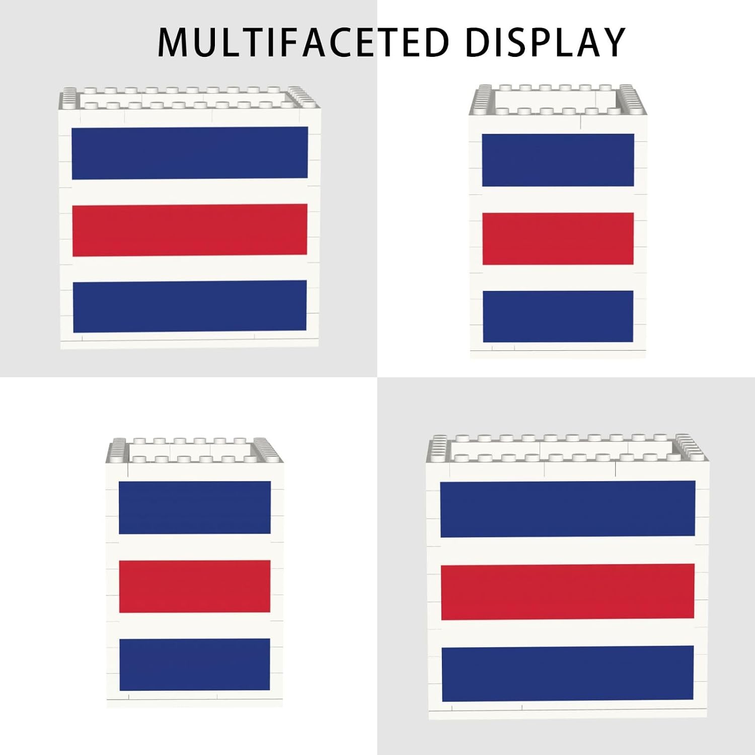 Flag Of Costa Rica Print Uv Print Block Pencil Cup, Detachable Creative Block Desk Organizer Office Abs Pen Holder image 2