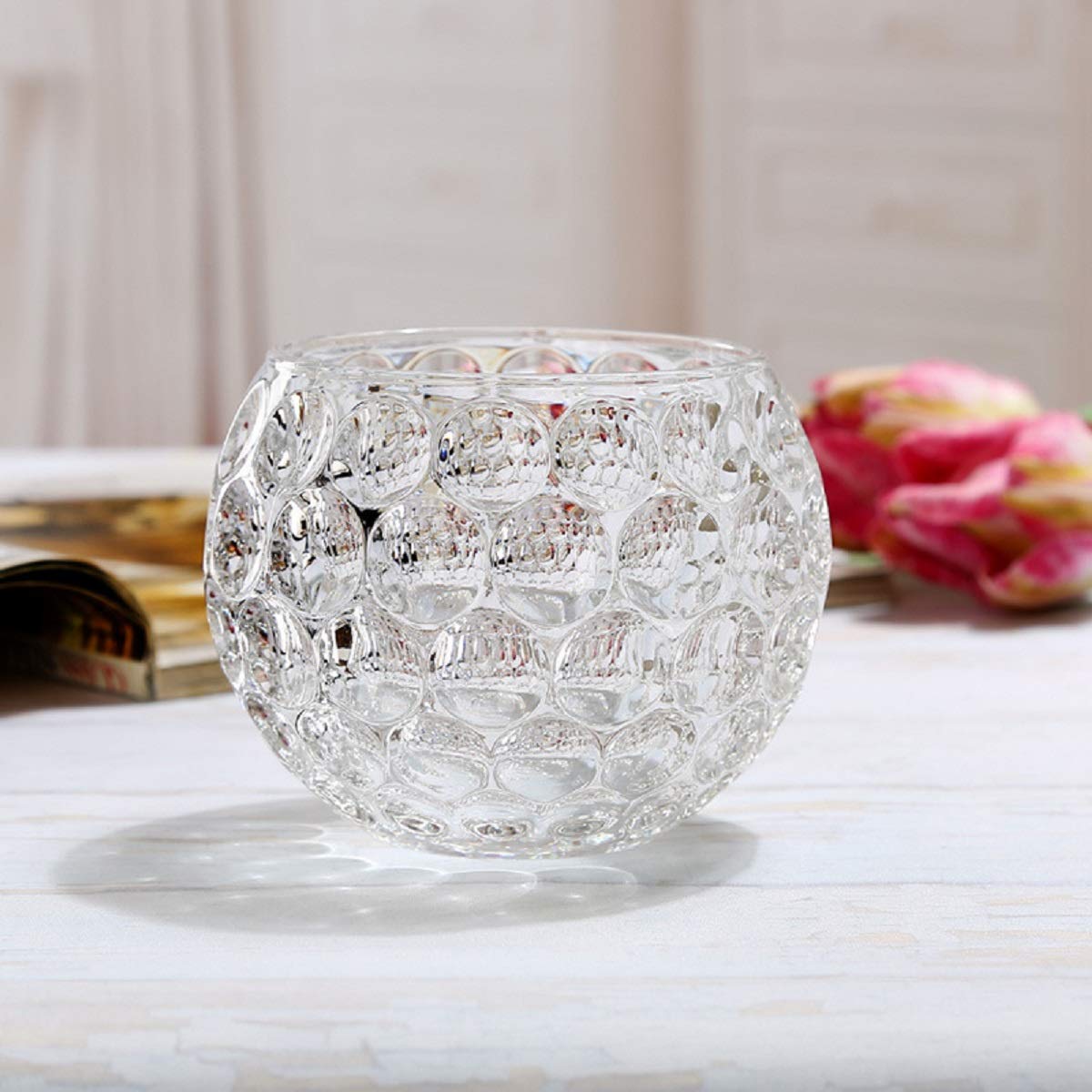 Amazon.co.jp: AIVAR 丸型 ガラス 花瓶 ガラス花瓶 金魚鉢 花器 ガラス