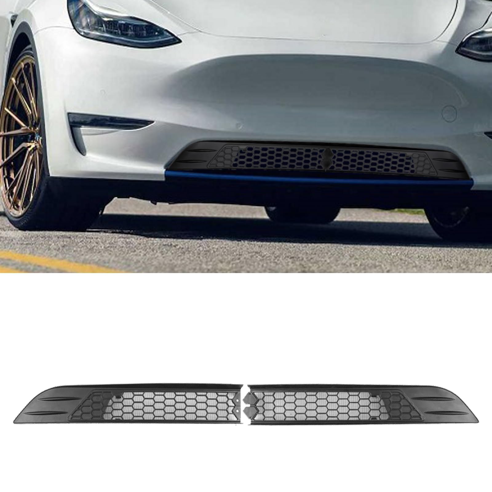 Photo 1 of Fancemot Front Grill Guard, Front Grill Mesh Compatible with 2019-2022 Tesla Model Y, Black Air Inlet Vent Grille Cover for Model Y
