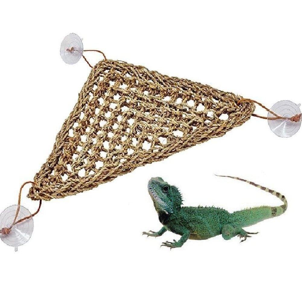 Casiler Light Bearded Dragon Hammock, Triangular Reptile Climbing Decor, Lizard Lounger Natural Grass Hammock For Reptiles, Geckos, Iguanas, Hermit