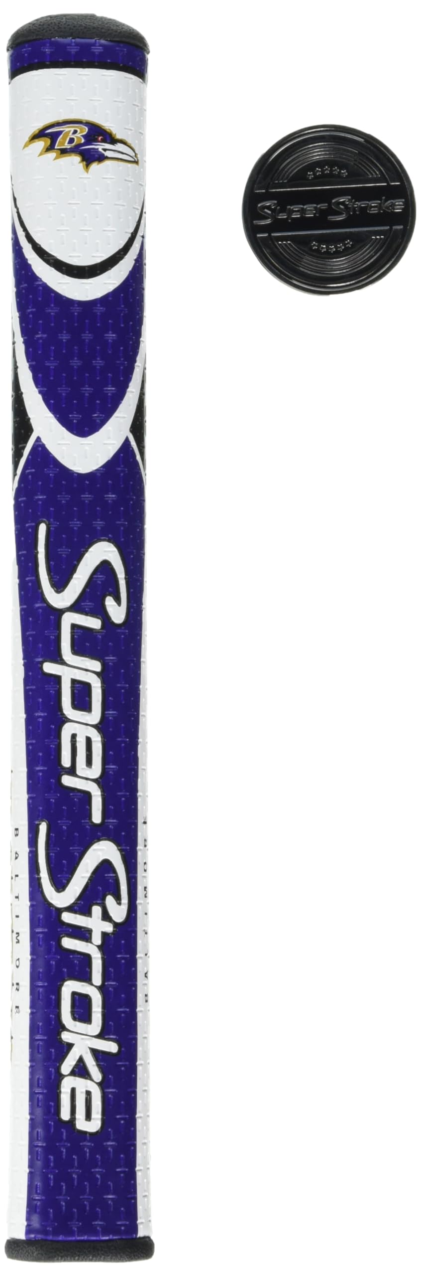 SuperStroke NFL Traxion Tour Putter Grip, Baltimore Ravens (Standard) | Improves Feedback and Tackiness | Reduces Taper to Minimize Grip Pressure | Polyurethane Outer Layer