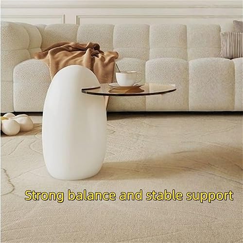Miniatura 5 de Mesa auxiliar moderna de plástico PE, mesa auxiliar anidable con tapa de cristal, mesa auxiliar creativa en forma de huevo para sala de estar,
