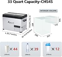 Vista 2 de Alpicool CHS45 Refrigerador de 12 voltios con control de temperatura dual, portátil, 33 cuartos (31 litros), para camión, cámper, barco, campamento