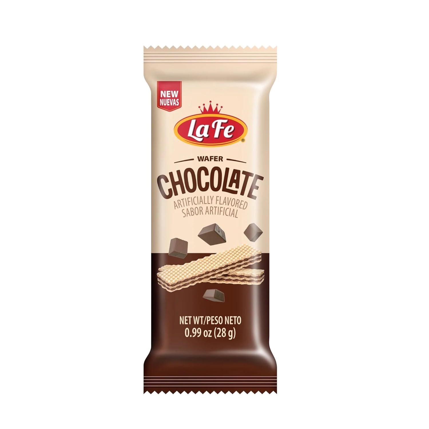 La Fe Chocolate Wafers in a 28 count (individually wrapped) resealable Tub- (27.6 Ounce Tub)