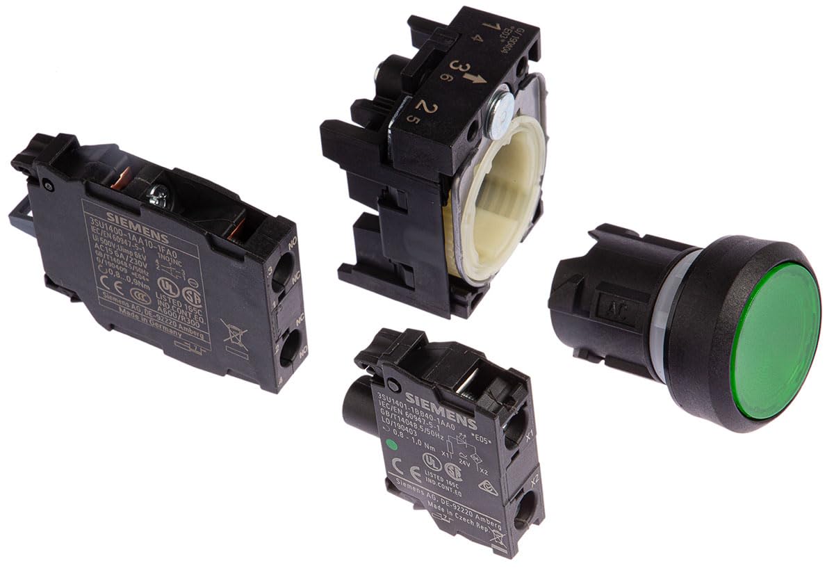 Siemens sirius - Pulsador redondo plastico verde 1na+1nc módulo led tornillo