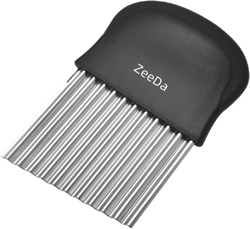 Large Crinkle Cutter Potato Knife Cutter French Fry Slicer Potato Cutter Fruit Vegetable Wavy Chopper Knife Stainless Steel Black (1) Large Crinkle Cutter Potato Knife Cutter French Fry Slicer Potato Cutter Fruit Vegetable Wavy Chopper Knife Stainless Steel Black (1)