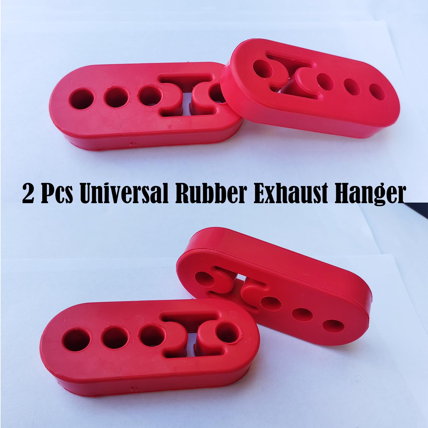 Fixation Pot échappement Support D'échappement QWORK - 2 Pièces 4 Trous - Caoutchouc Renforcé Universel Kit Fixation échappement 4 Trous