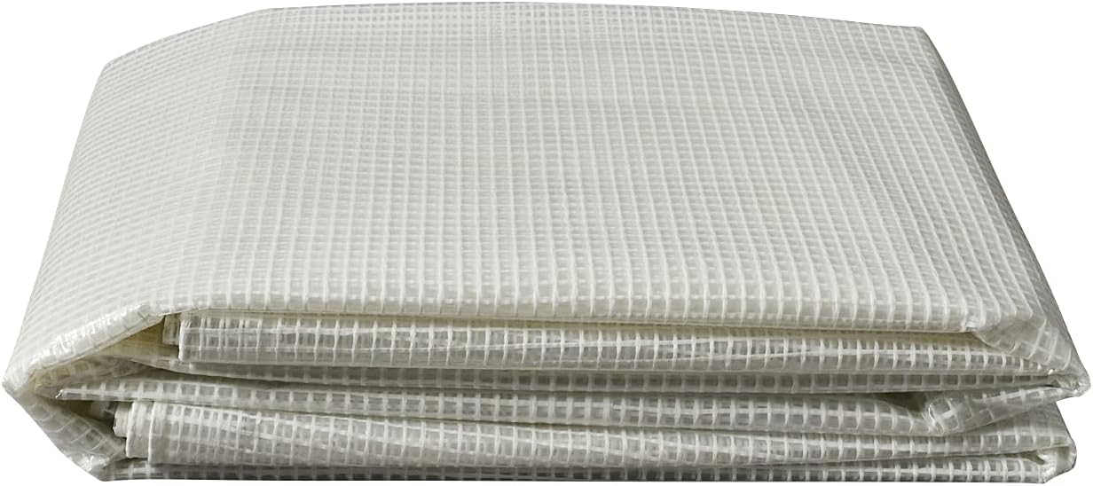 Tarps Now 10x10 Feet Translucent Poly Tarp |14 MIL Heavy Duty Waterproof Cover |Tear Proof Plastic Tarp with Rustproof Aluminum Grommets & Reinforced Edges |Ideal for Roof, Landscaping-Clear & White