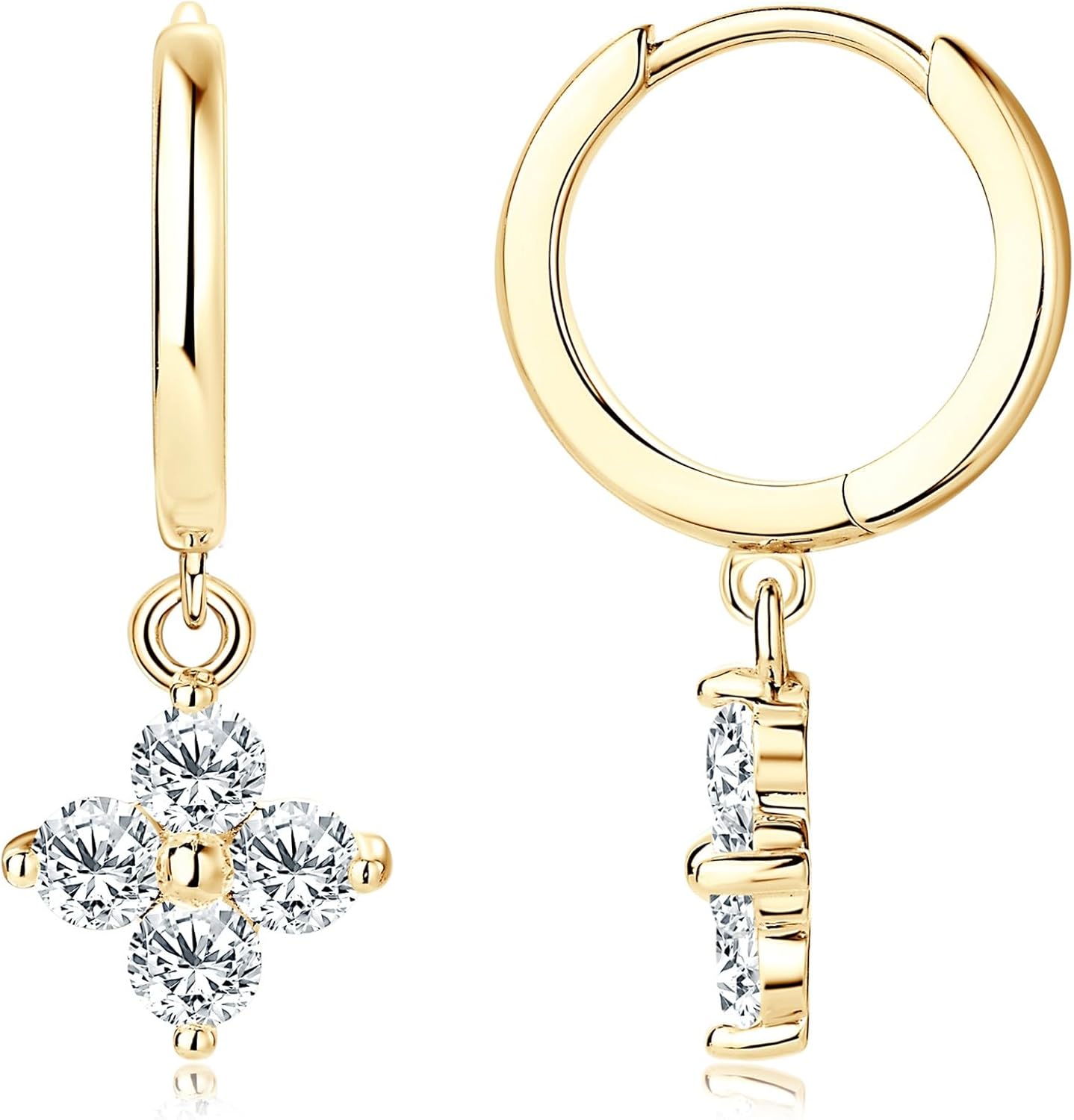 Moissanite Four Leaf Clover Hoop Earrings for Women 925 Sterling Silver 0.8CTTW D Color VVS1 Drop Earring with Certificate