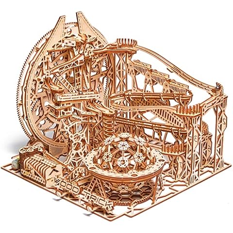 Wood Trick Galaxy Marble Run 3D Wooden Puzzles for Adults and Kids to Build - 15x12.6 - Electric Driven - Roller Coaster Wooden Model Kits for Adults and Teens to Build Cover