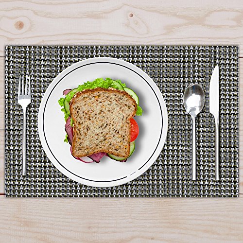 Image of Story@Home PVC Heat Resistant Placemat Washable Non-Slip Table Mats Set of 4 for Dining Kitchen Restaurant Table Decoration, (45x30 cm, Checks) - Copper