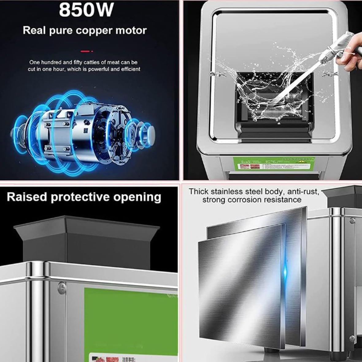 Cortadora De Fiambre Profesional 850w - MáQuina EléCtrica Comercial, 150kg/H para Cortar/Desmenuzar Cordero/Res/Pollo, Espesor Fijo, Ideal Supermercados/Restaurantes,Compacto Y Potente