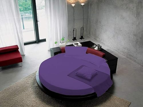 Miniatura 4 de Juego de sábanas redondas 100 algodón 800 hilos 1 sábana bajera redonda y 2 fundas de almohada juego de sábanas redondas de 3 piezas bolsillo