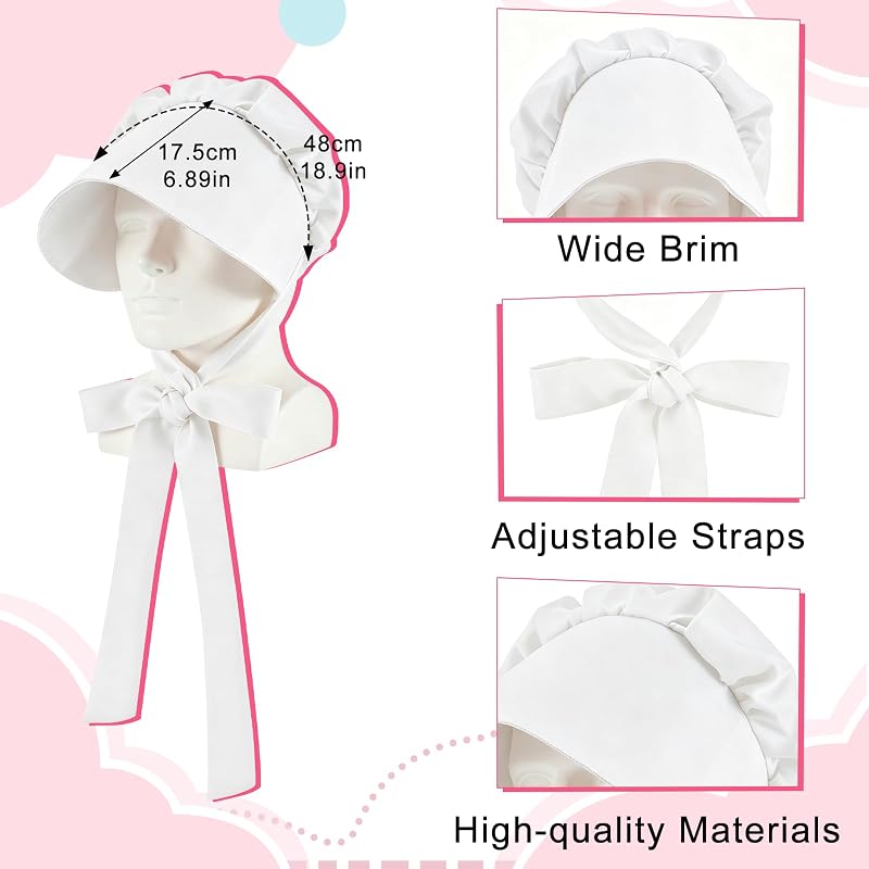 esgwork Shepherdess Costume Set – Classic bonnet and matching stockings