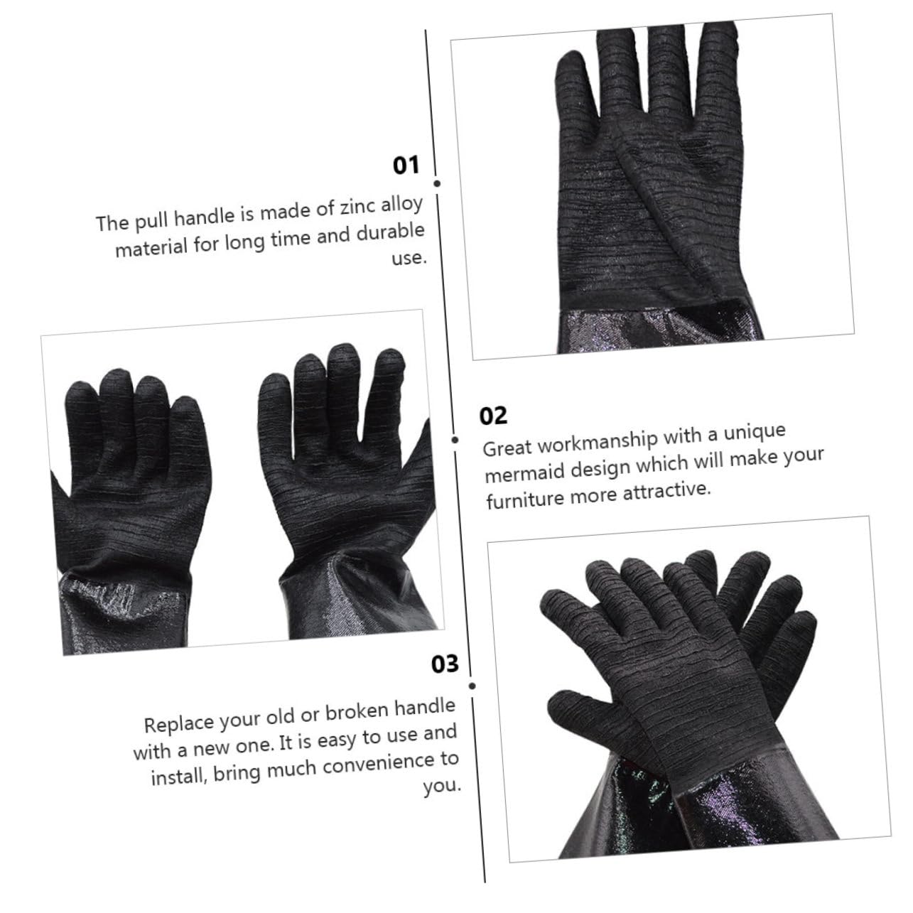 Guanti da Forno in Neoprene Neri 1 Paio Resistenti al Calore