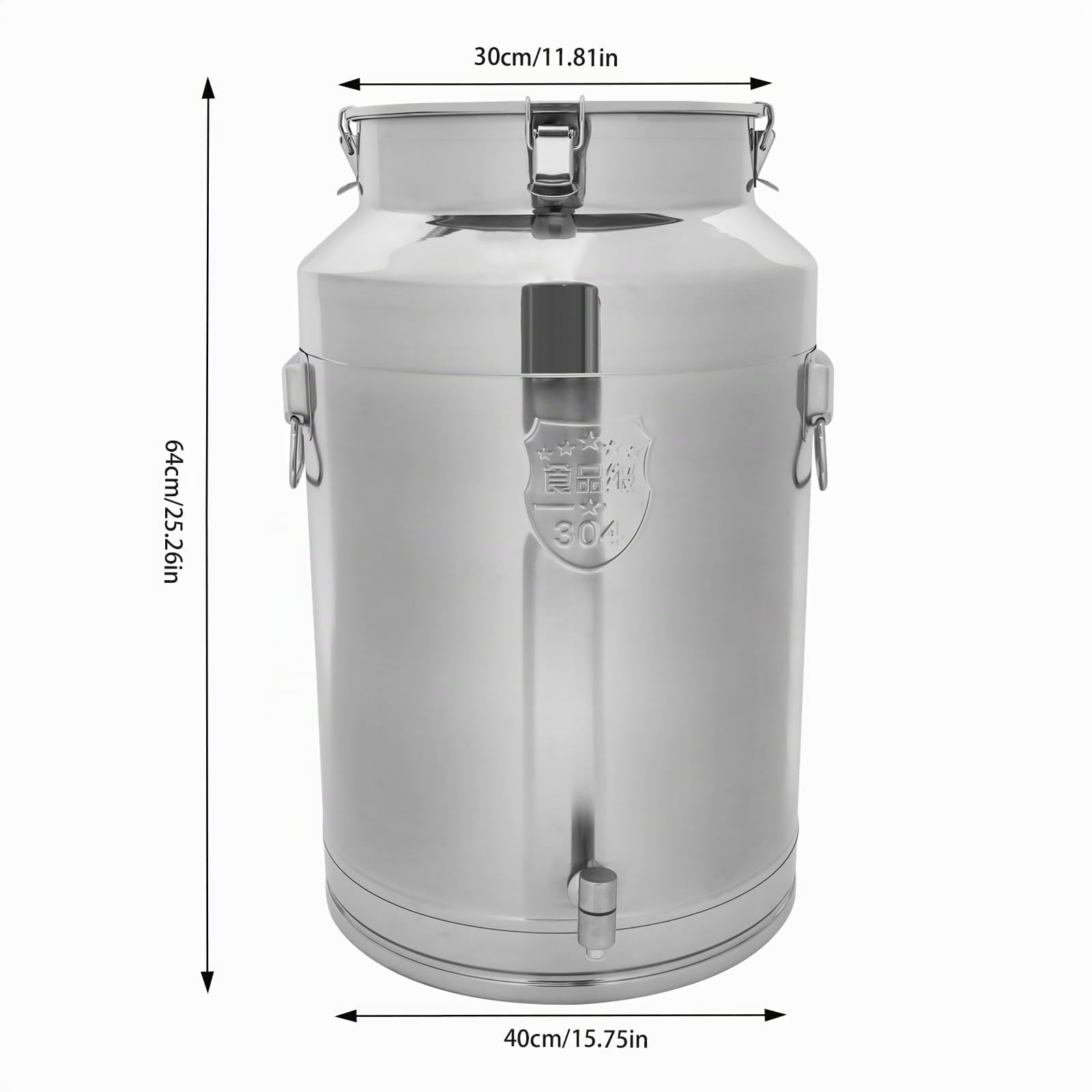 76L Milchkanne mit Hahn, Edelstahl-Milchkanne mit Deckel Milchkännchen Milchtransportbehälter Weinkübel Eimer Flasche Edelstahl-Milcheimer mit versiegeltem Deckel für Getreide Wein Flüssigkeit