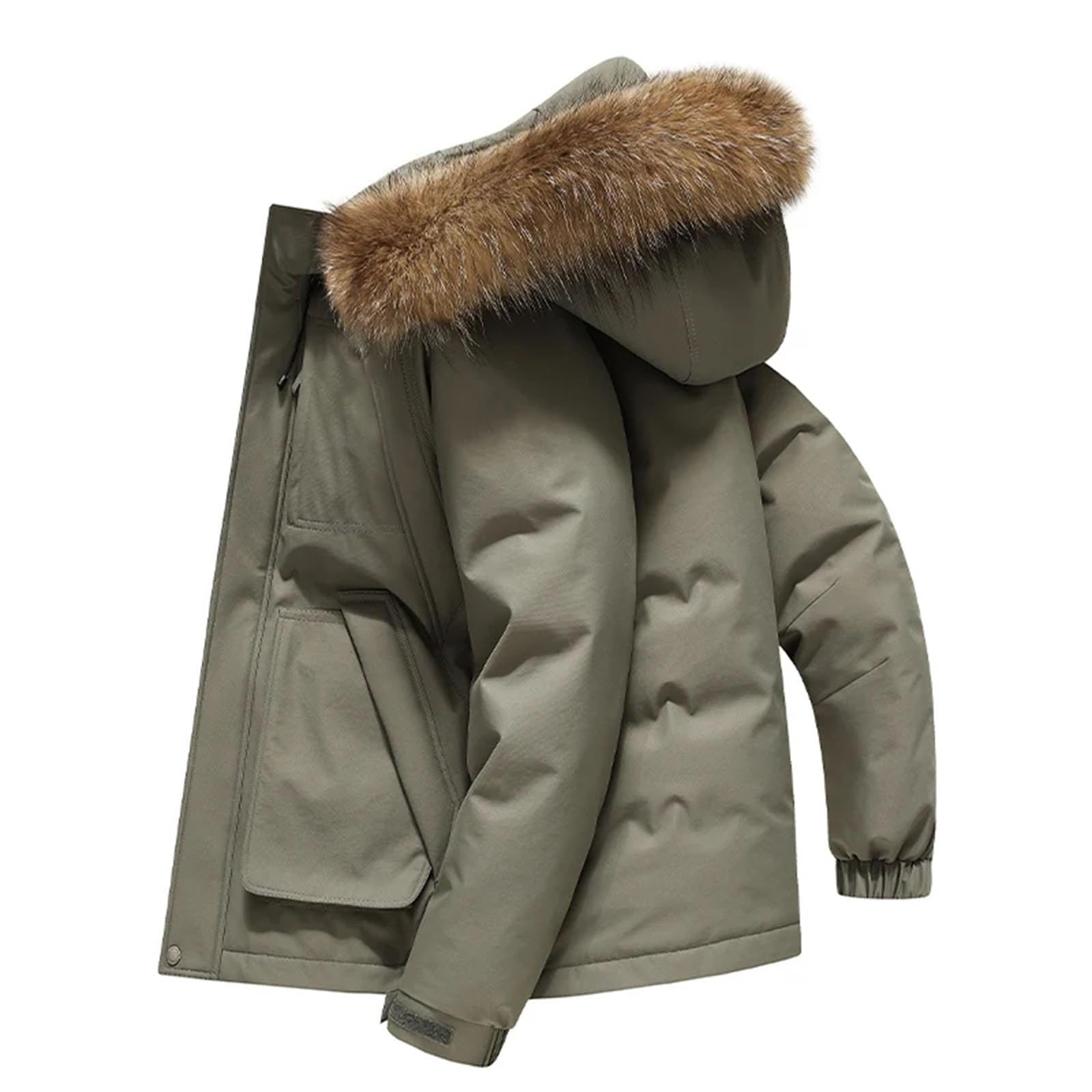 Piumino da uomo con cappuccio bianco anatra piumino Outwear collare antivento staccabile Puffer Coat Top Down indumento