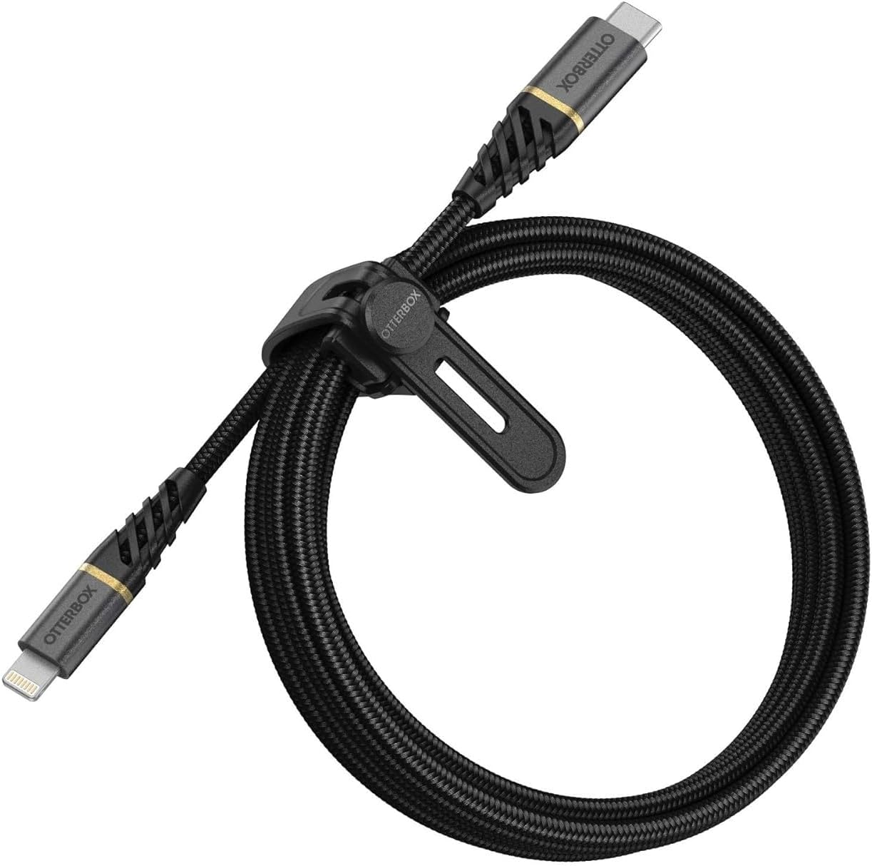 OtterBox Premium Reinforced Braided USB-C to Lightning Cable, MFi Certified, Fast Charging Cable for iPhone and iPad, Ultra-Rugged, Bend and Flex Tested, 2M, Black