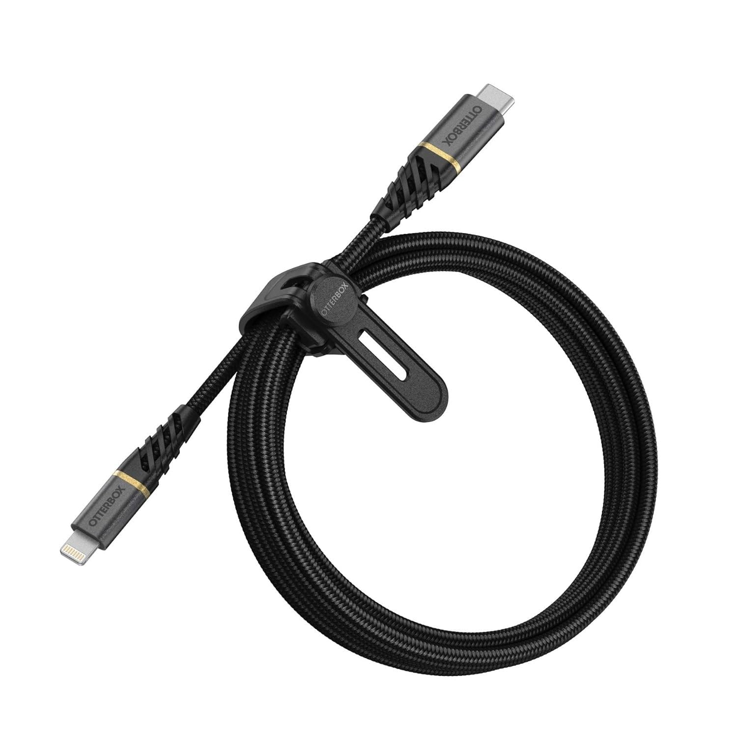 OtterBox Premium Reinforced Braided USB-C to Lightning Cable, MFi Certified, Fast Charging Cable for iPhone and iPad, Ultra-Rugged, Bend and Flex Tested, 2M, Black