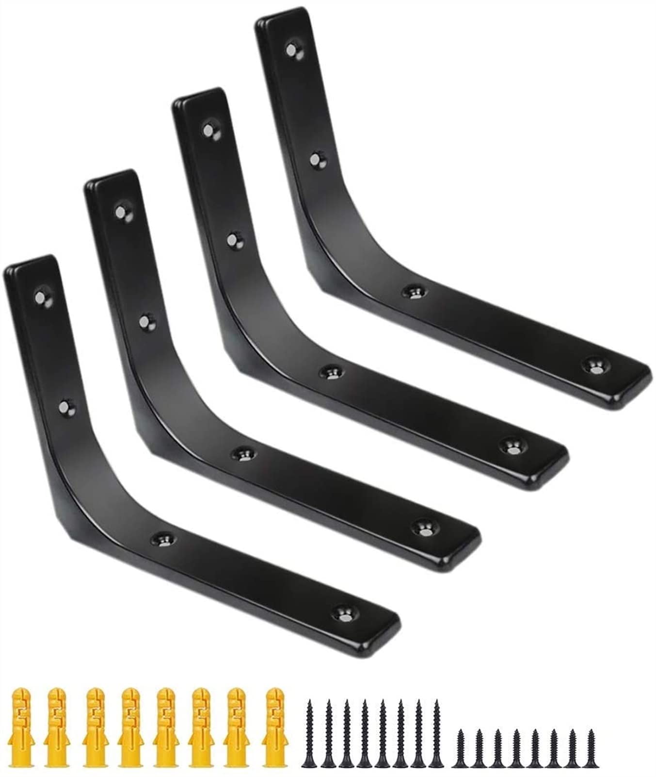 Equerres de fixation noires 8x10 pouces pour etagere murale bois et support de table