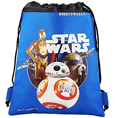Disney Star Wars Robot BB Authentic Licensed Drawstring Bag Backpack (Blue)