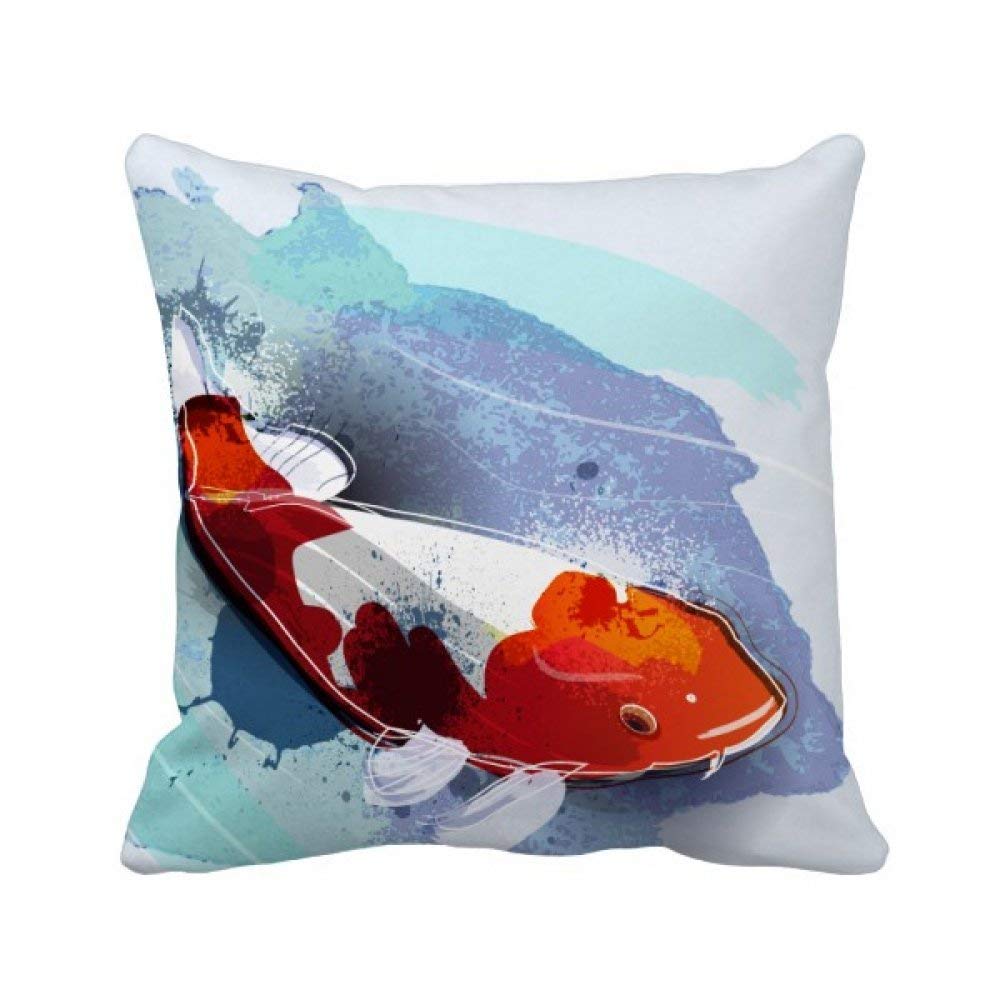 Coussin poisson koï style aquarelle pour créer un salon zen et cosy