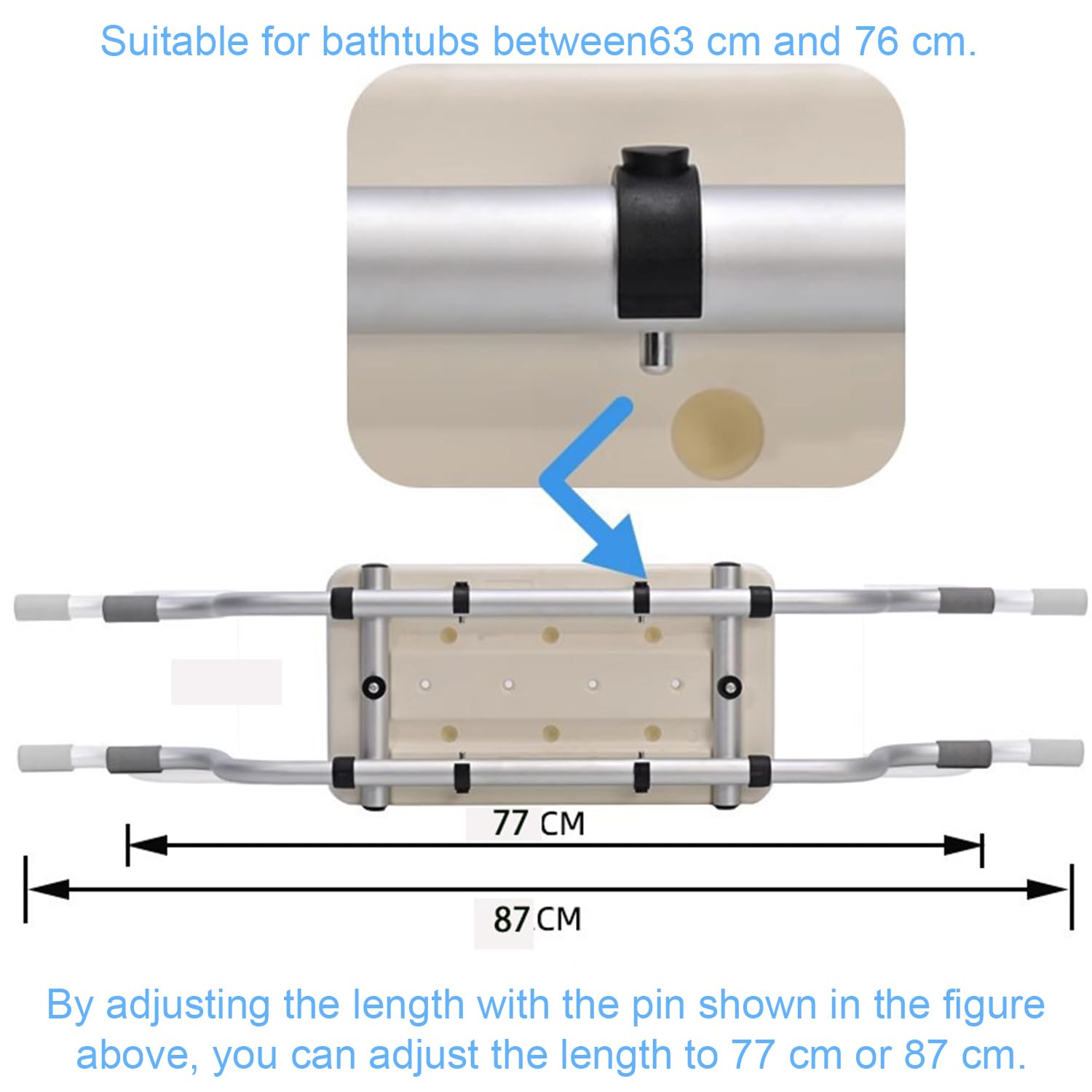 Sedile Per Vasca Da Bagno Con Schienale,Per Anziani,Allungabile,Sehr Stabil Bis 150 Kg,Dispositivo Di Assistenza Per Il Bagno Adatto Ad Anziani, Disabili e Donne In Gravidanza,58-80cm