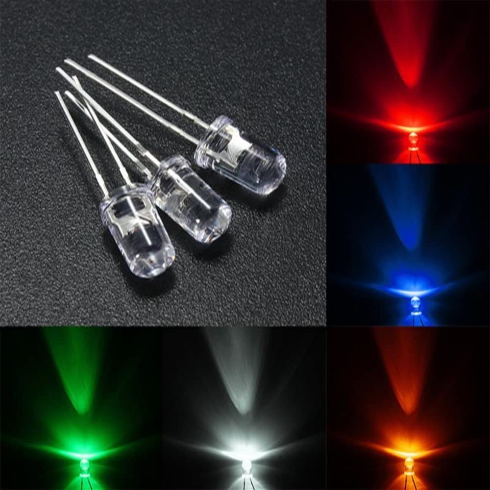 Gambe Corte 16MM UltraBright Rosso/Verde/Blu/Bianco/Giallo Ultra Bright 5mm Diodo LED Rotondo F5 3.0-3.2V (Color : 10pcs Green)