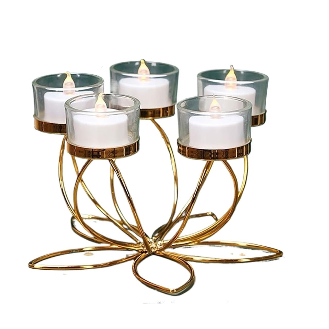 Iron Candle Holders Metal Candlestick Holder Iron Candle Holders For Romantic Candlelight Dinner Props Table Decoration(5 heads)