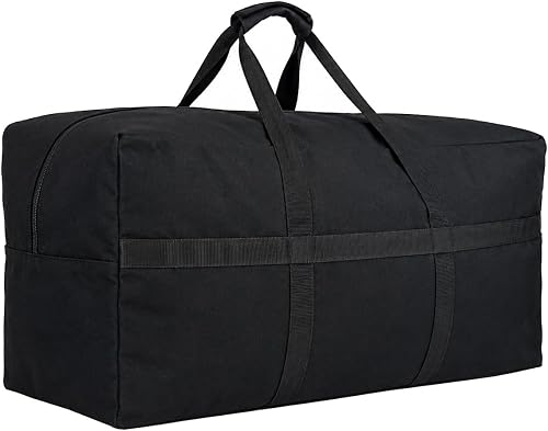 Extra Large Storage Duffle Bag for Travel, Big Foldable XL Duffle Bag for Traveling, Canvas Black, 420L - 56"l X 20.5"w X 22"h, Storage Duffle Duffel Bag