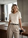 EVALESS Chandails pour femmes Chandail d'été Tops à manches courtes piqué Blousons de causal Col d'équipage Tige légère Tops