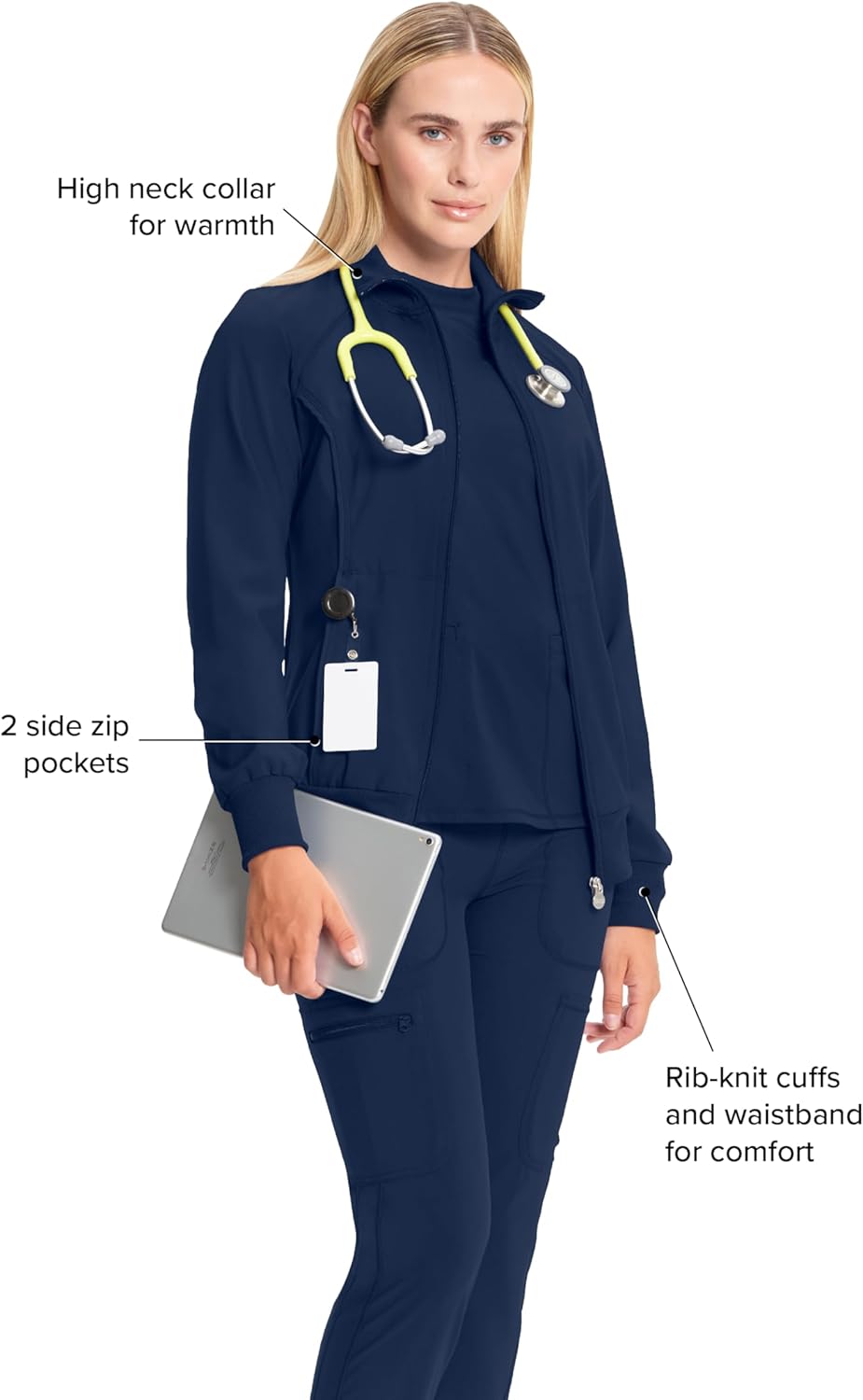 Cherokee Infinity Womens Zip Front Jacket With 2 Pockets Contemporary Fit Back Shoulder Yokes & Front Princess Seams- 2391A - Image 4