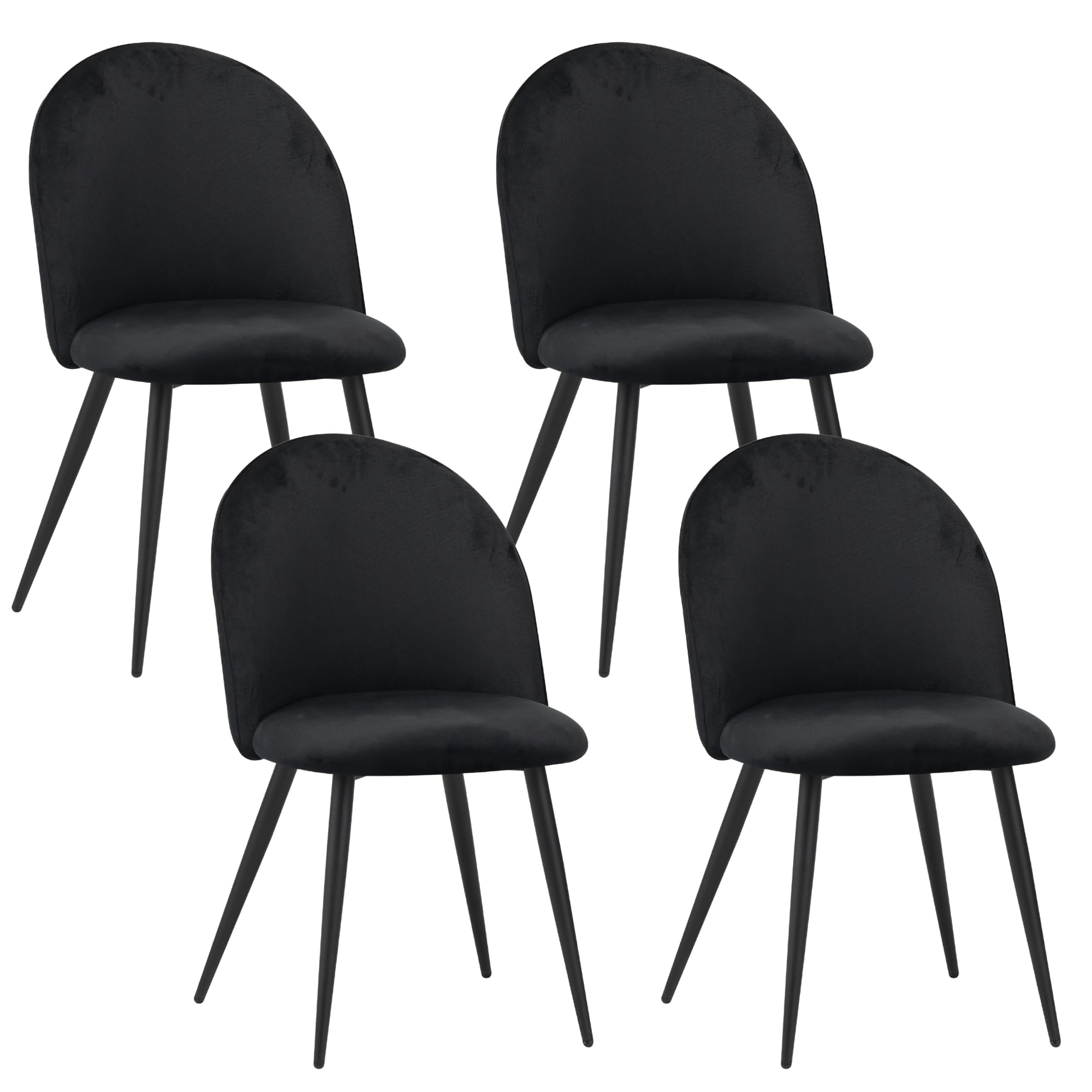 Albatros Sillas de Comedor Capo con Juego de 4 Fundas de Terciopelo en Negro - Elegante diseño Vintage, Funda de Terciopelo, Silla tapizada aprobada por SGS - Silla de Cocina Moderna