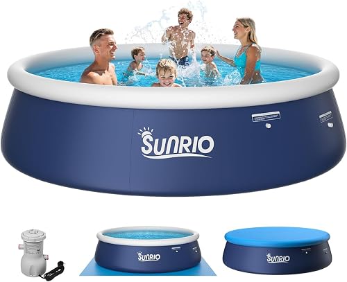 12'*30" Round Inflatable Top Ring Above Ground Swimming Pool Fast Easy to Set Up with 530GPH Filter Pump, Pool Cover and Ground Cover for Summer Outdoor Garden Backyard Childen Adults