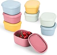 Vista 1 de 8 piezas recipientes de bocadillos de silicona de 10 oz para niños, pequeños recipientes de alimentos con tapas, contenedor de frutas